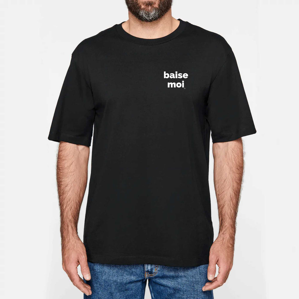 BAISE MOI tee-shirt oversize -garçon garçon- noir - blanc - imprimé - coton bio - made in france - unisexe -tshirt - monsieur tshirt - le t-shirt propre GAY QUEER LGBTQIA