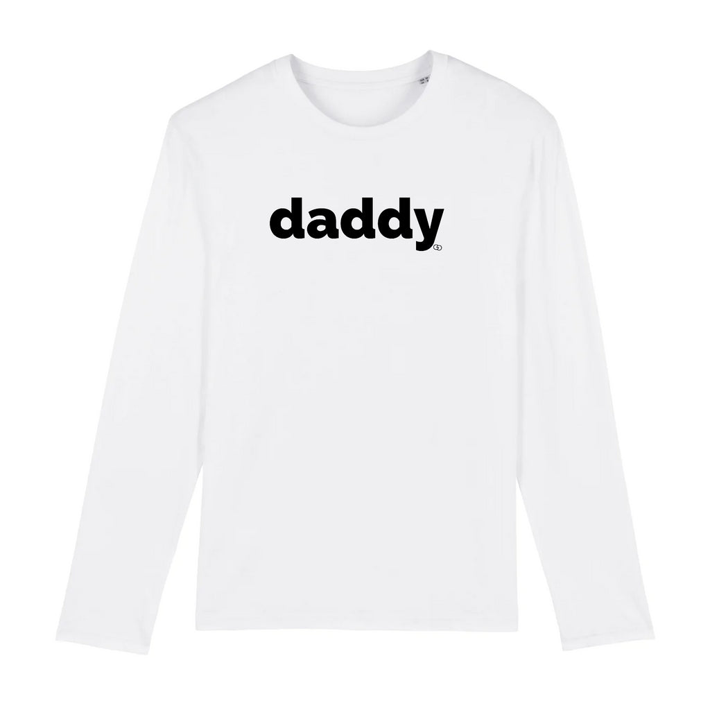 DADDY tee-shirt regular manche longue -garçon garçon- noir - blanc - imprimé - coton bio - made in france - unisexe -tshirt - monsieur tshirt - le t-shirt propre GAY QUEER LGBTQIA 