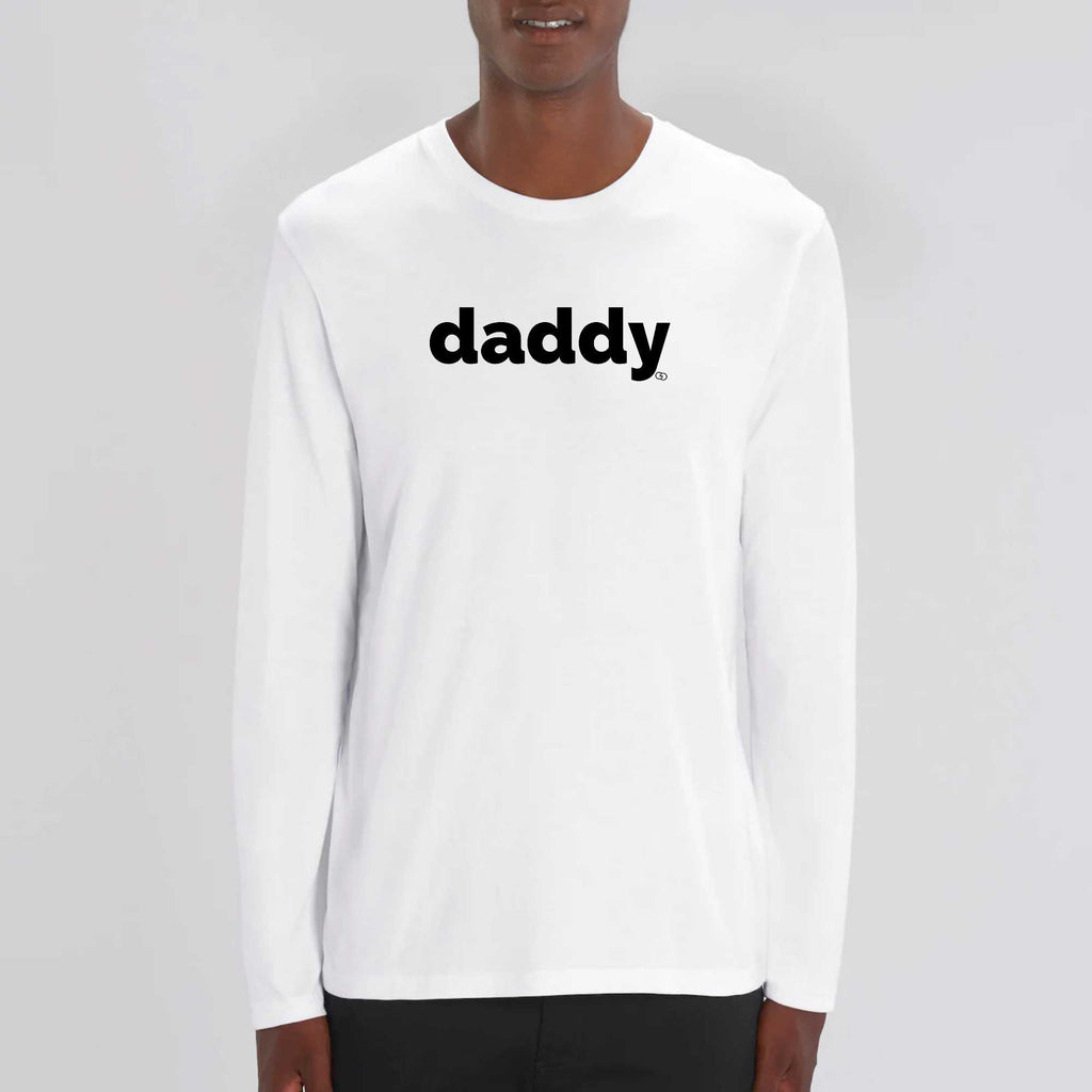 DADDY tee-shirt regular manche longue -garçon garçon- noir - blanc - imprimé - coton bio - made in france - unisexe -tshirt - monsieur tshirt - le t-shirt propre GAY QUEER LGBTQIA 