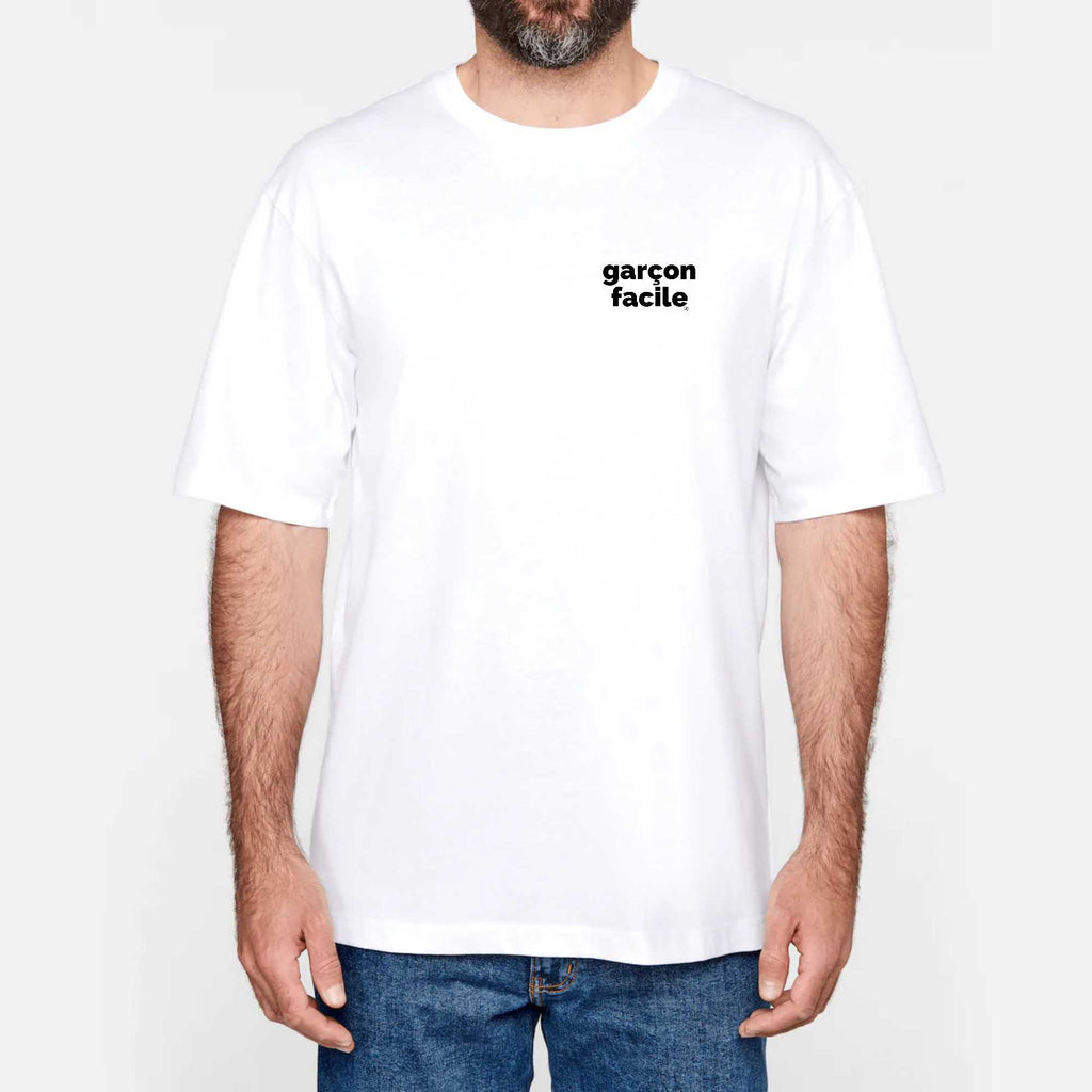 GARCON FACILE tee-shirt oversize -garçon garçon- noir - blanc - imprimé - coton bio - made in france - unisexe -tshirt - monsieur tshirt - le t-shirt propre GAY QUEER LGBTQIA 