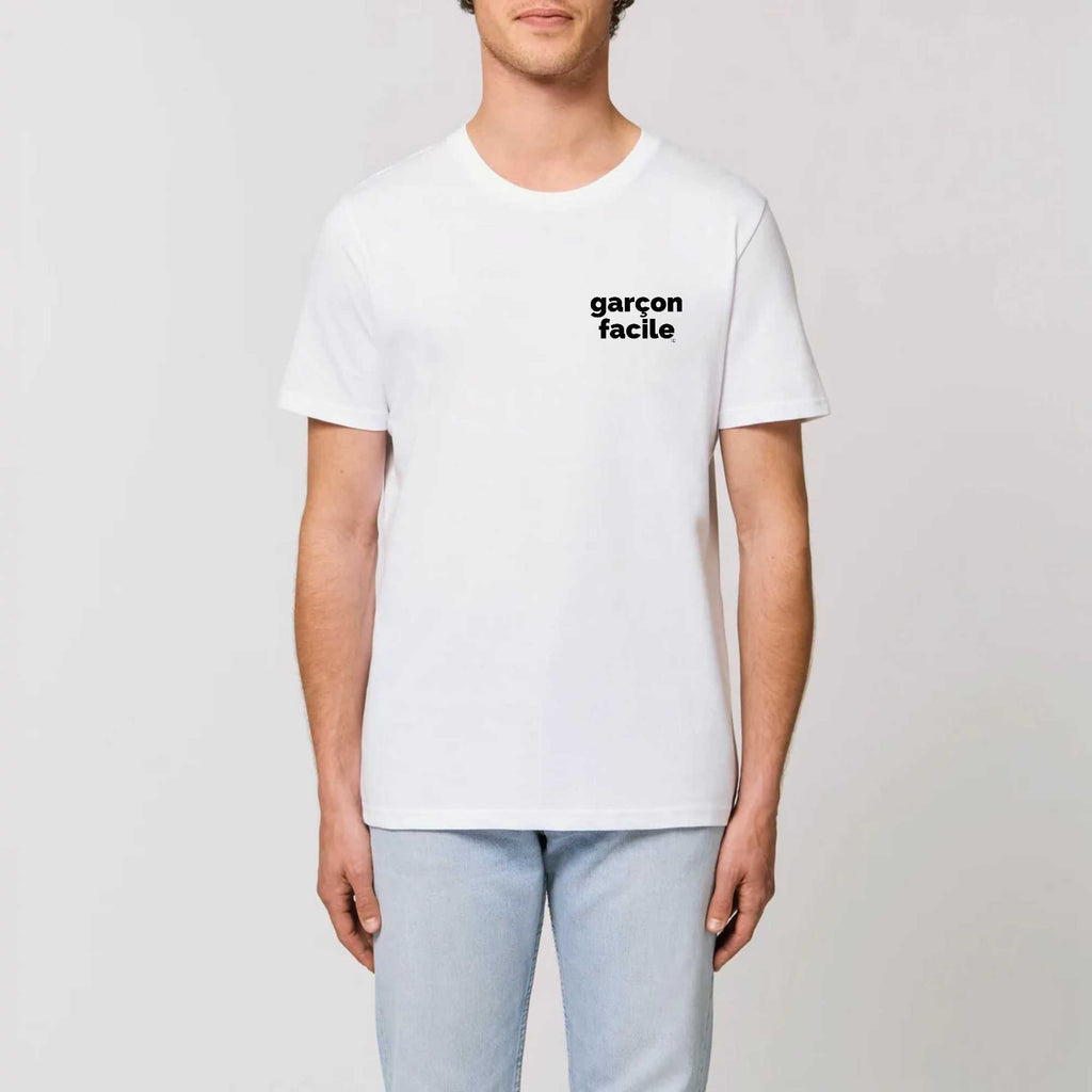 GARCON FACILE tee-shirt regular -garçon garçon- noir - blanc - imprimé - coton bio - made in france - unisexe -tshirt - monsieur tshirt - le t-shirt propre GAY QUEER LGBTQIA
