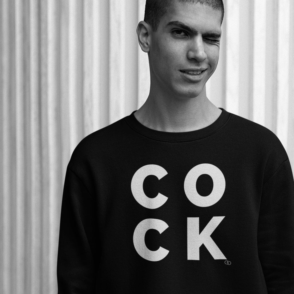 COCK SWEATSHIRT -garçon garçon- noir - blanc - imprimé - coton bio - made in france - unisexe -tshirt - monsieur tshirt - le t-shirt propre GAY QUEER LGBTQIA