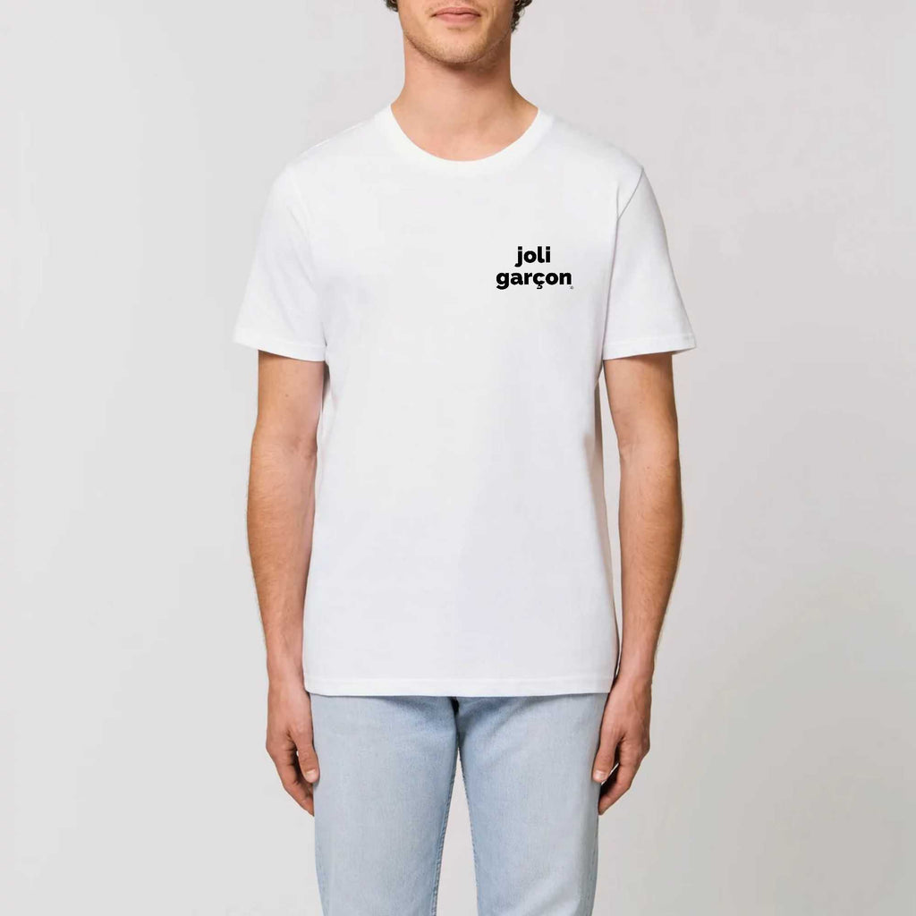 JOLI GARCON tee-shirt regular -garçon garçon- noir - blanc - imprimé - coton bio - made in france - unisexe -tshirt - monsieur tshirt - le t-shirt propre GAY QUEER LGBTQIA 