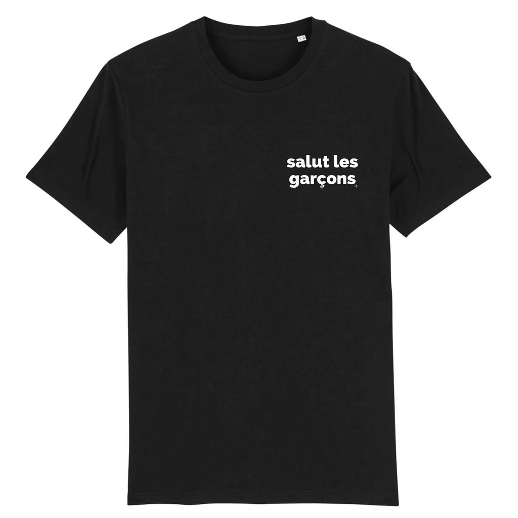 SALUT LES GARCONS tee-shirt regular -garçon garçon- noir - blanc - imprimé - coton bio - made in france - unisexe -tshirt - monsieur tshirt - le t-shirt propre GAY QUEER LGBTQIA 