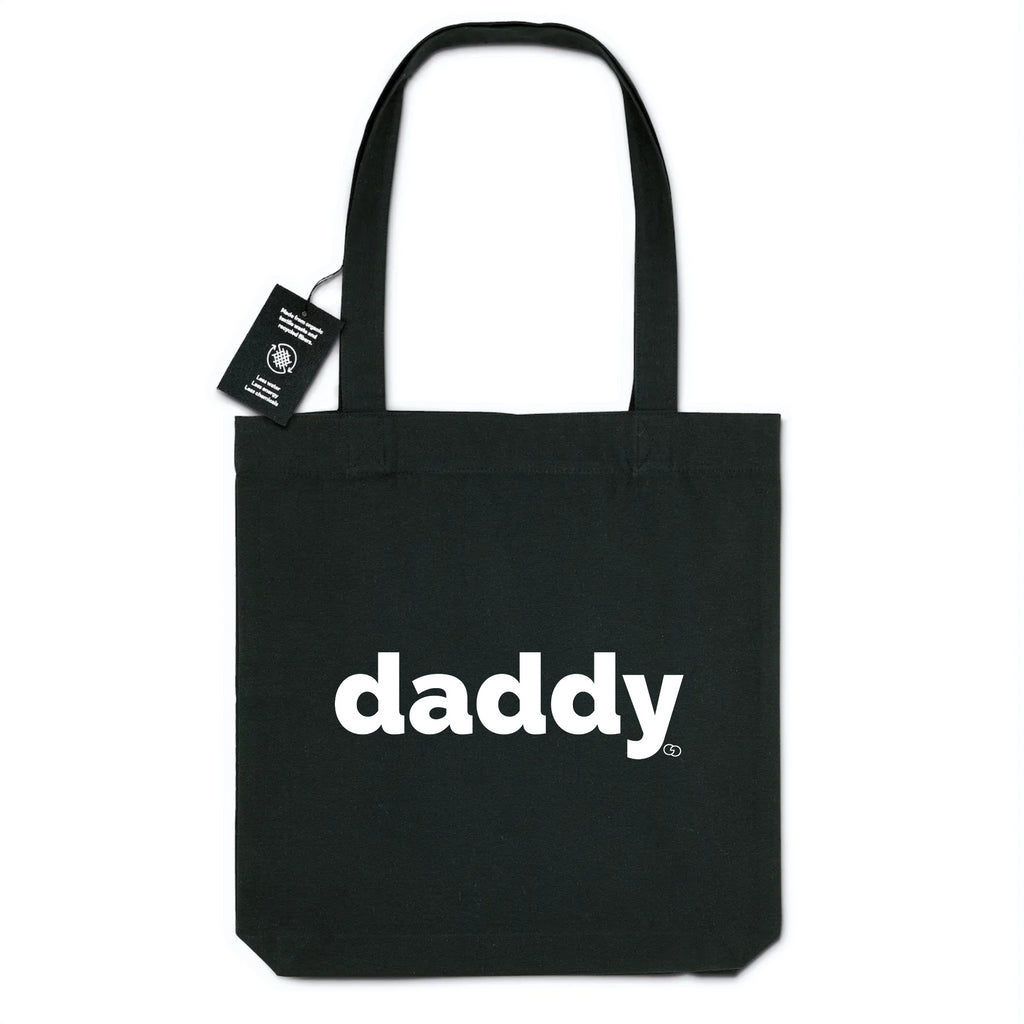 DADDY tote bag -garçon garçon- noir - blanc - imprimé - coton bio - made in france - unisexe -tshirt - monsieur tshirt - le t-shirt propre GAY QUEER LGBTQIA 