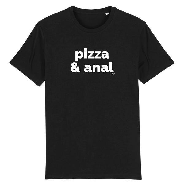 PIZZA AND ANAL tee-shirt regular -garçon garçon- noir - blanc - imprimé - coton bio - made in france - unisexe -tshirt - monsieur tshirt - le t-shirt propre GAY QUEER LGBTQIA 