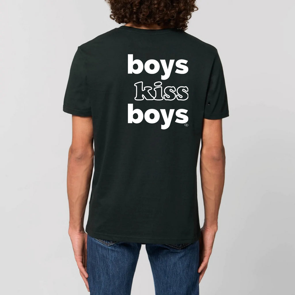 BOYS KISS BOYS tee-shirt regular -garçon garçon- noir - blanc - imprimé - coton bio - made in france - unisexe -tshirt - monsieur tshirt - le t-shirt propre GAY QUEER LGBTQIA 