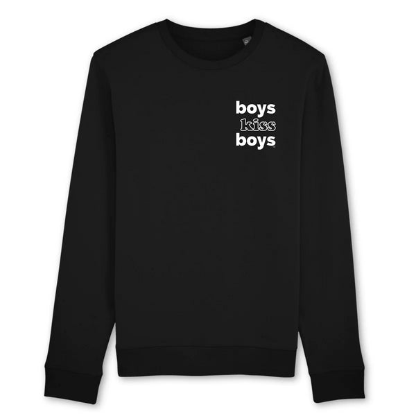 BOYS KISS BOYS SWEATSHIRT -garçon garçon- noir - blanc - imprimé - coton bio - made in france - unisexe -tshirt - monsieur tshirt - le t-shirt propre GAY QUEER LGBTQIA 