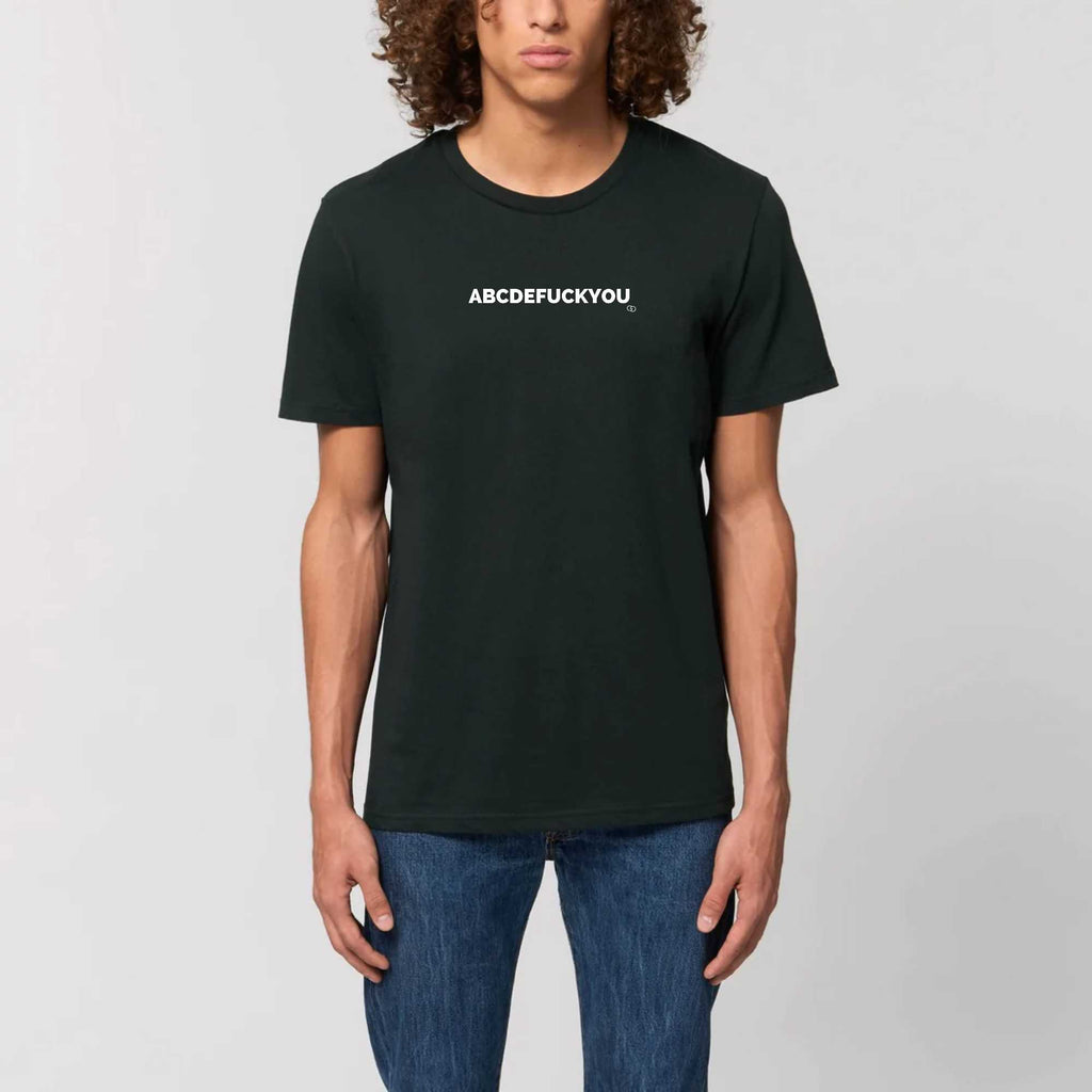 ABCDEFUCKYOUtee-shirt regular -garçon garçon- noir - blanc - imprimé - coton bio - made in france - unisexe -tshirt - monsieur tshirt - le t-shirt propre GAY QUEER LGBTQIA 