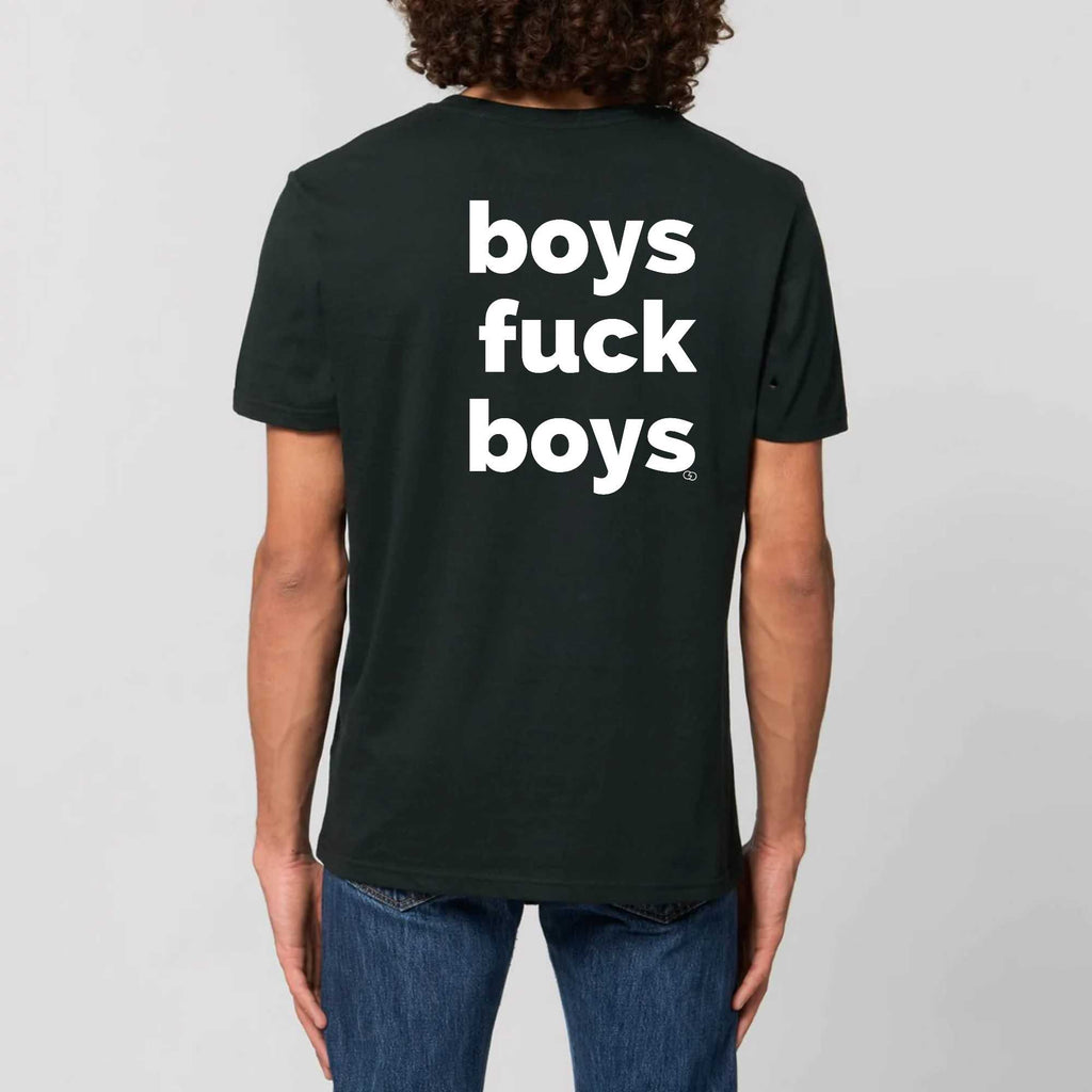 BOYS FUCK BOYS tee-shirt regular -garçon garçon- noir - blanc - imprimé - coton bio - made in france - unisexe -tshirt - monsieur tshirt - le t-shirt propre GAY QUEER LGBTQIA 