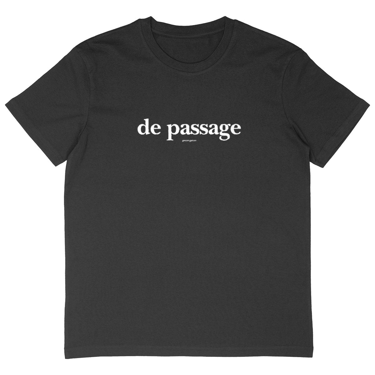 de passage BLACK OVERSIZED TEE; BLACK tee oversized.garçon garçon tee oversize BLACK. Dive into the essence of Parisian cool with this oversized tee. The subtle 'garçon garçon' signature whispers a chic narrative, offering a slice of the city's famed elegance. Perfect for those who speak style with simplicity.