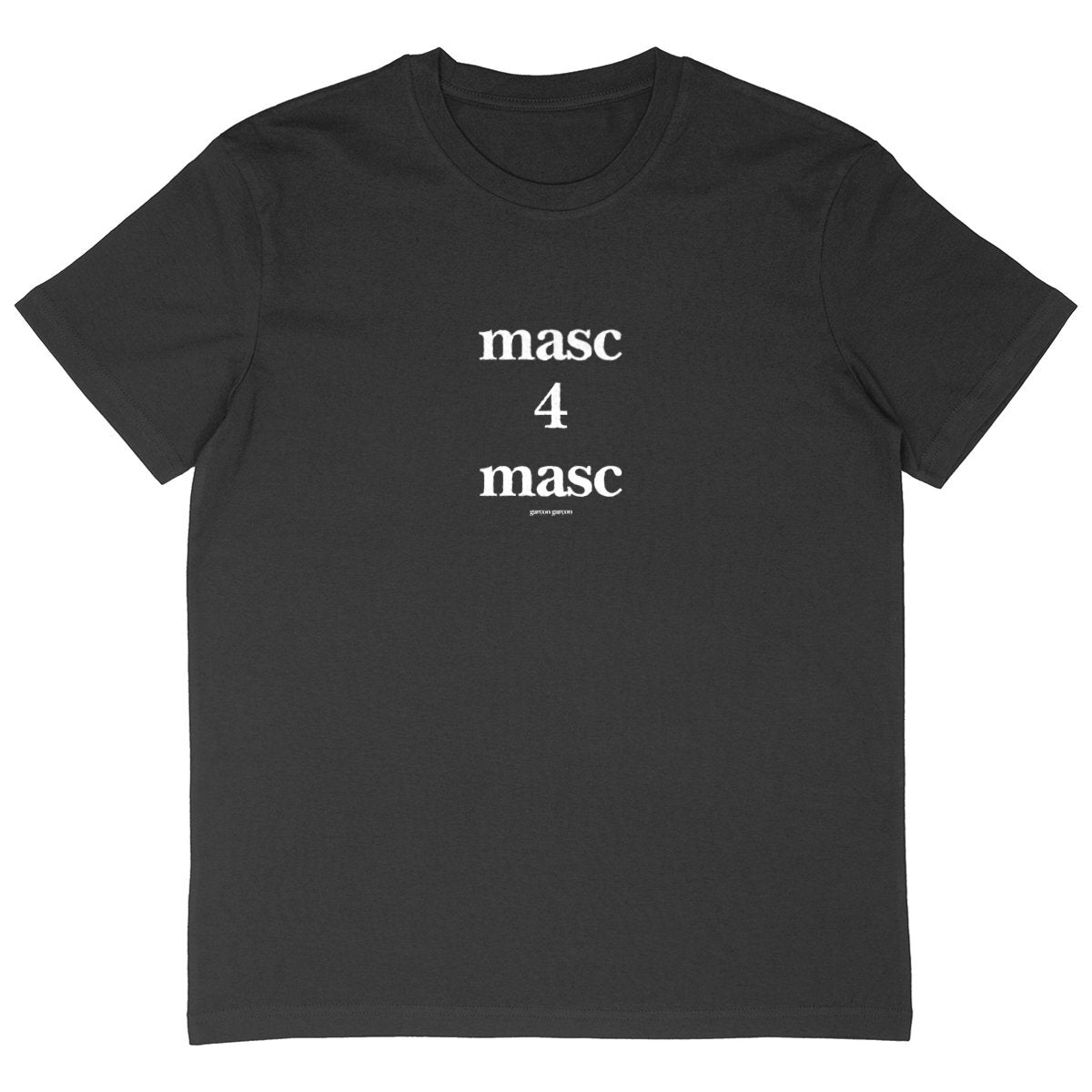masc 4 masc black tee oversized.garçon garçon tee oversize BLACK. Dive into the essence of Parisian cool with this oversized tee. The subtle 'garçon garçon' signature whispers a chic narrative, offering a slice of the city's famed elegance. Perfect for those who speak style with simplicity.
