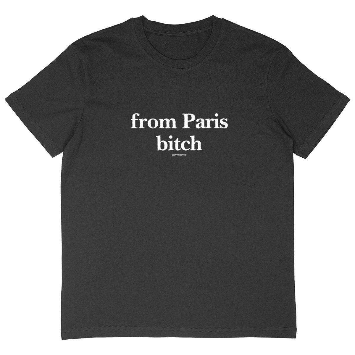 from paris bitch tee oversized. garçon garçon tee oversize BLACK. Dive into the essence of Parisian cool with this oversized tee. The subtle 'garçon garçon' signature whispers a chic narrative, offering a slice of the city's famed elegance. Perfect for those who speak style with simplicity.